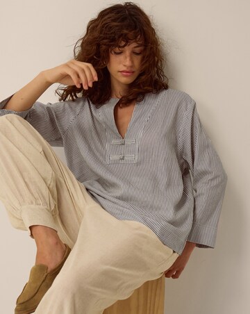Monsoon Alexa Stripe Linen Blend Top