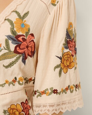 Monsoon Yvette Embroidered Lace Tie Top