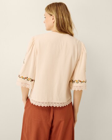 Monsoon Yvette Embroidered Lace Tie Top