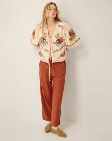 Monsoon Yvette Embroidered Lace Tie Top