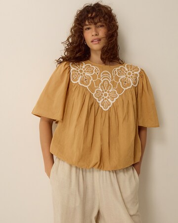 Monsoon Delta Embroidered Bubble Hem Top