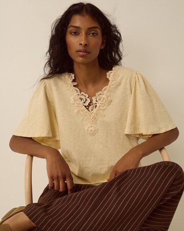 Monsoon Layla V-Neck Lace Jersey Top