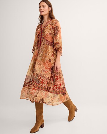 Monsoon Evelina Shimmer Print Midi Dress