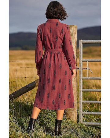 Roman Embroidered Belted Midi Dress