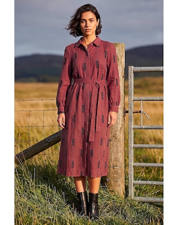 Roman Embroidered Belted Midi Dress