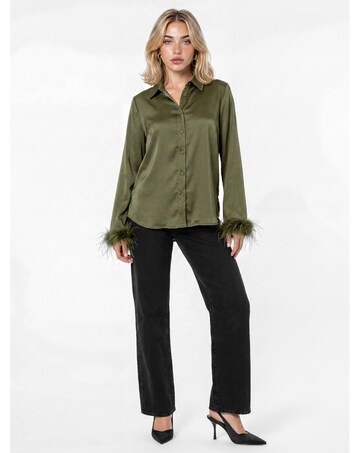 Lovedrobe Feather Cuff Satin Shirt