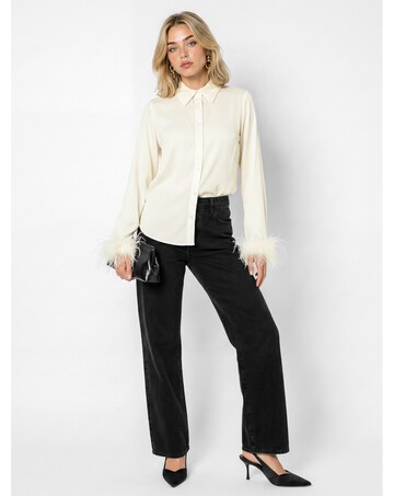 Lovedrobe Feather Cuff Satin Shirt