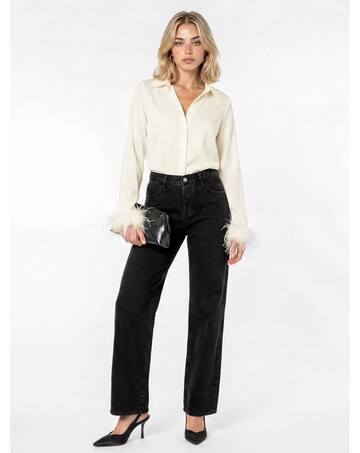 Lovedrobe Feather Cuff Satin Shirt