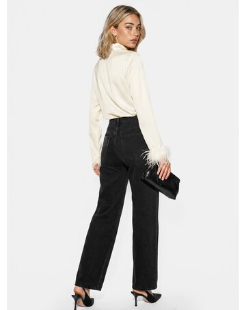 Lovedrobe Feather Cuff Satin Shirt