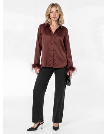 Lovedrobe Feather Cuff Satin Shirt