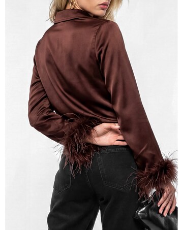 Lovedrobe Feather Cuff Satin Shirt