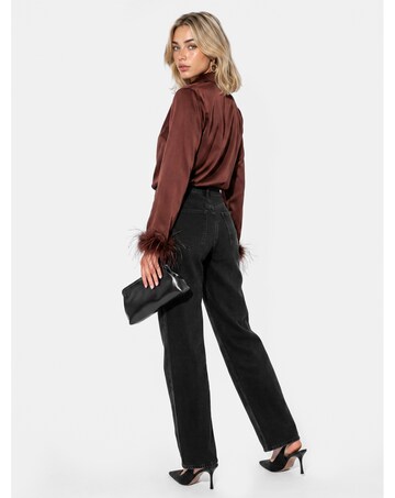 Lovedrobe Feather Cuff Satin Shirt