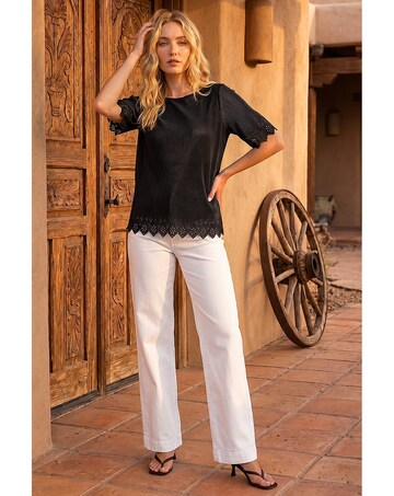 Roman Cut Out Hem Ribbed Top