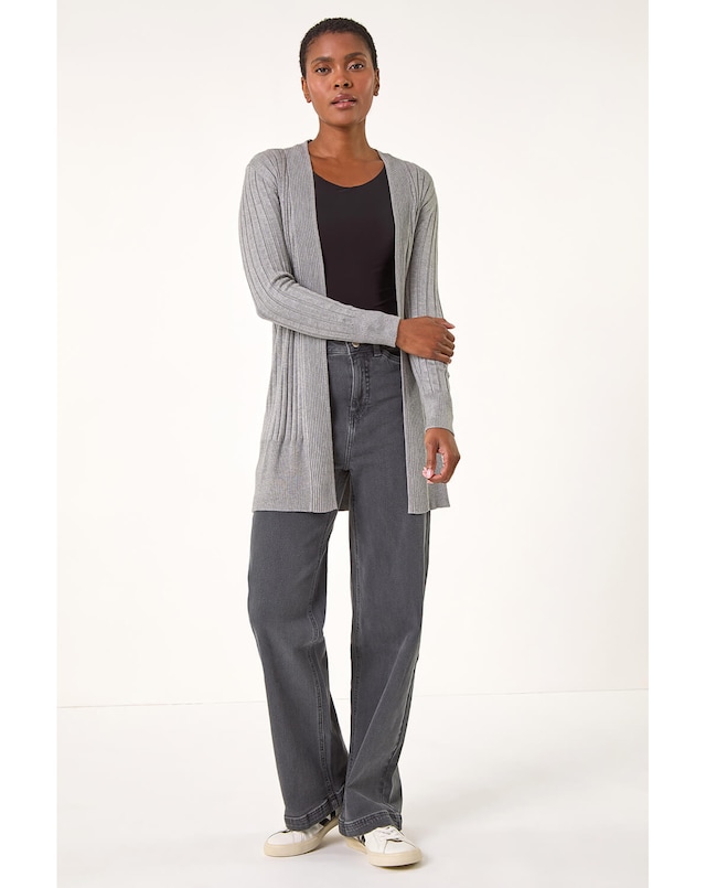Roman Longline Stretch Ribbed Cardigan