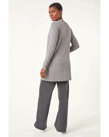 Roman Longline Stretch Ribbed Cardigan