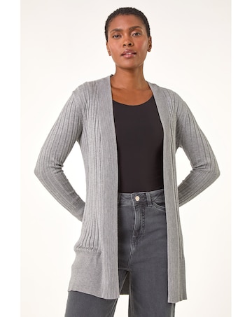 Roman Longline Stretch Ribbed Cardigan