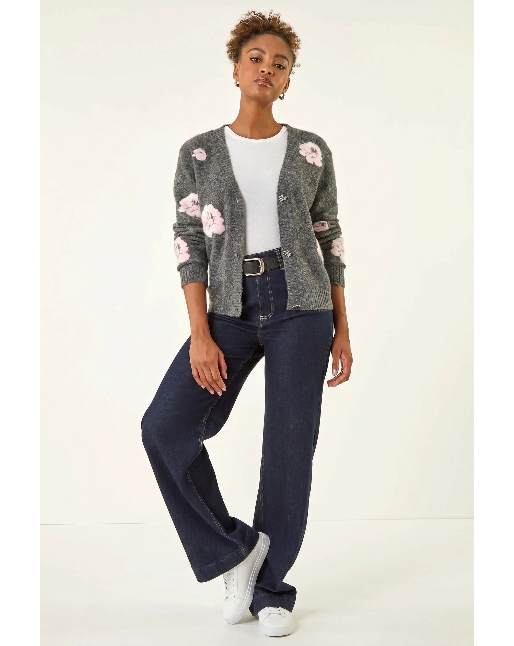 Roman Embossed Floral Knit Cardigan