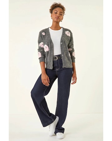 Roman Embossed Floral Knit Cardigan