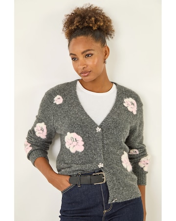Roman Embossed Floral Knit Cardigan