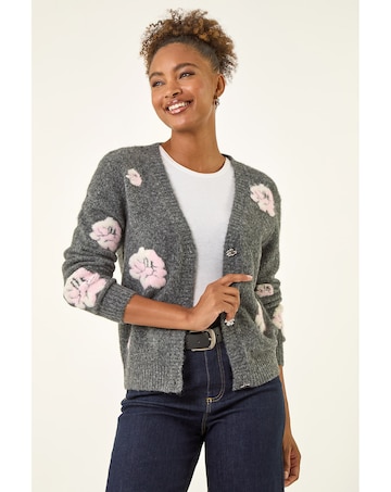 Roman Embossed Floral Knit Cardigan