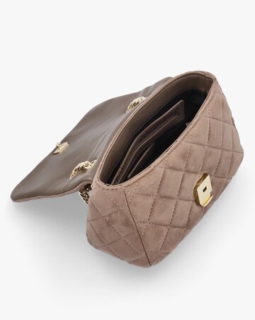 Valentino Bags Small Quilted Ocarina Taupe Suedette Shoulder Bag