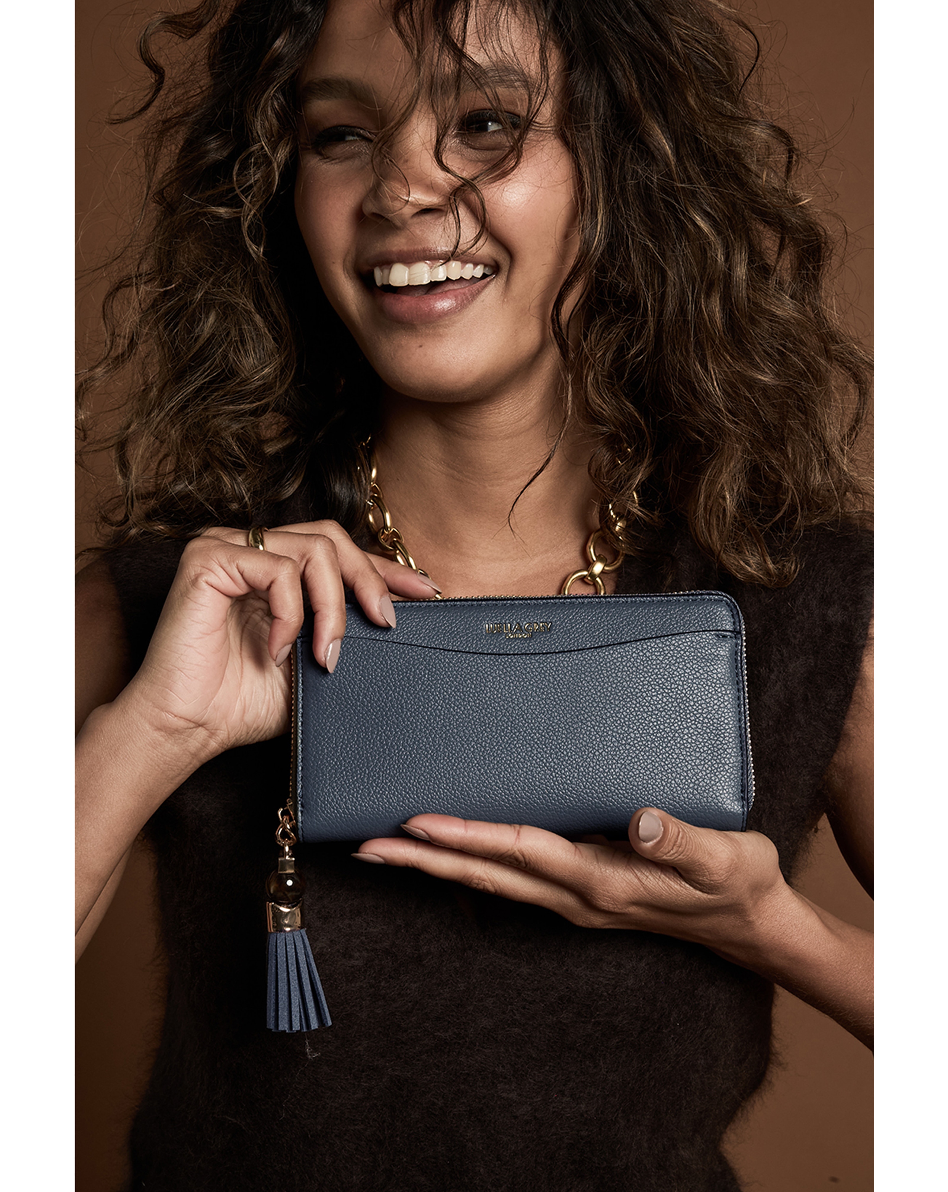 Luella Grey Capriana Denim Blue Large Purse