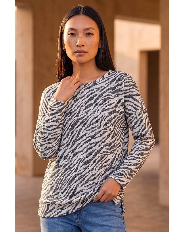 Roman Animal Print Banded Hem Top