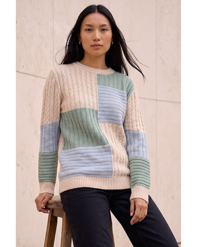 Roman Colour Block Cable Knit Jumper