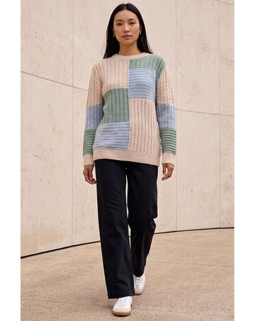 Roman Colour Block Cable Knit Jumper