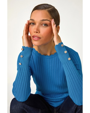 Roman Button Ribbed Longline Jumper