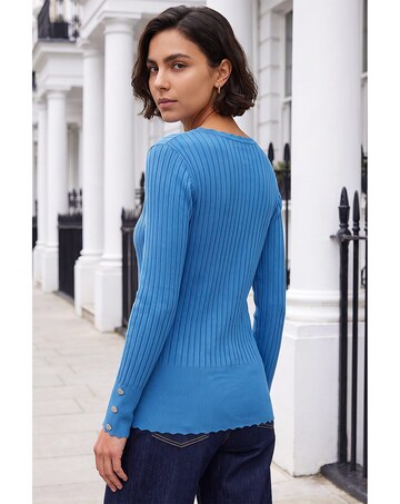 Roman Button Ribbed Longline Jumper