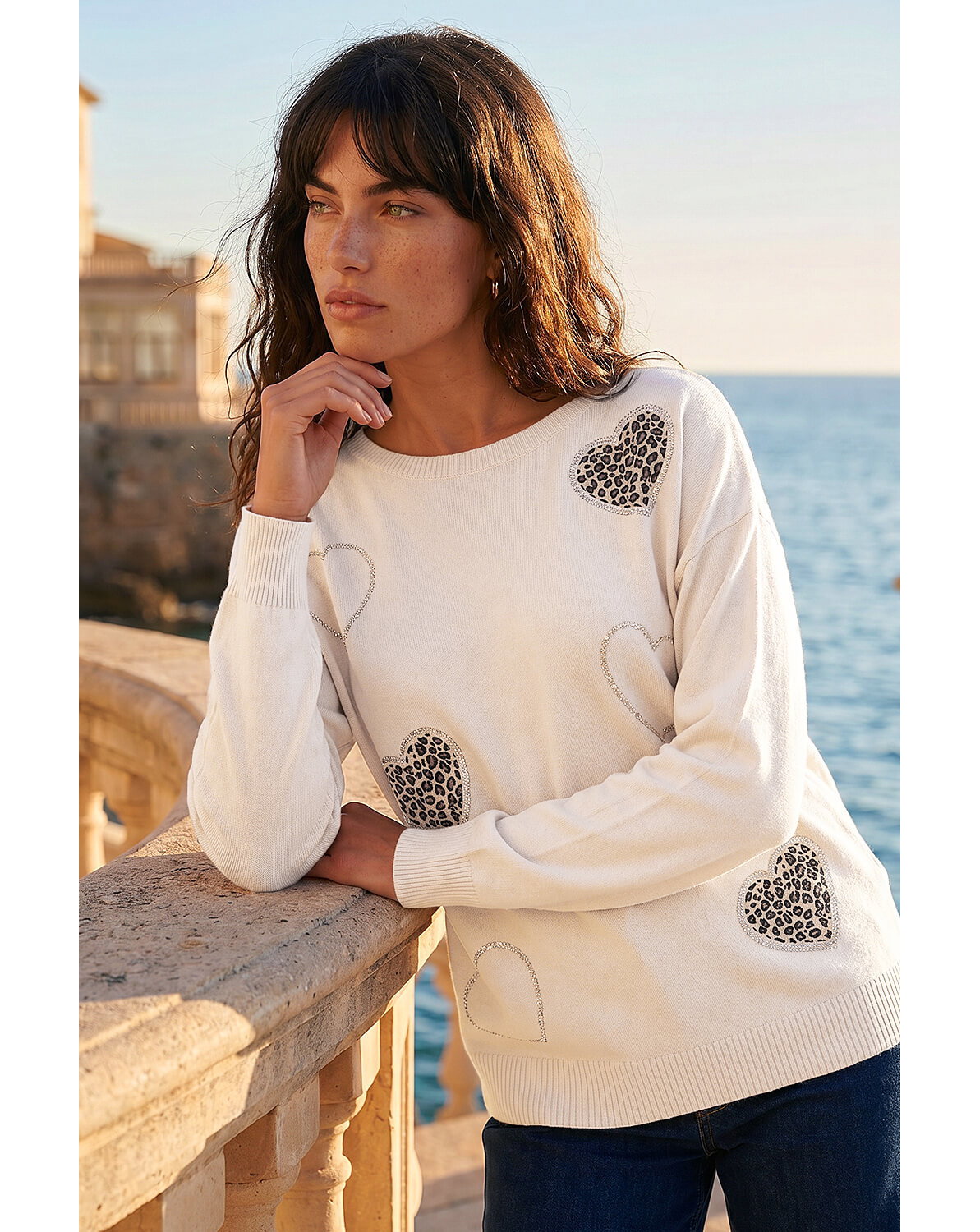 Roman Animal Heart Print Knit Jumper