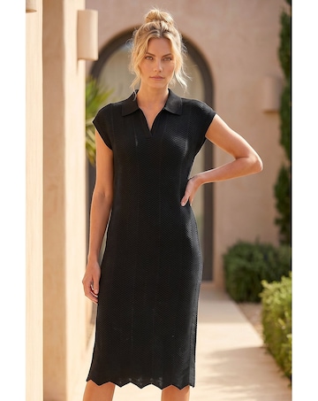 Roman Textured Zig Zag Knit Midi Dress