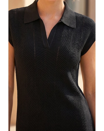 Roman Textured Zig Zag Knit Midi Dress