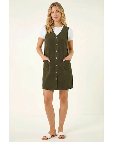 Roman Cotton V-Neck Button Pocket Dress
