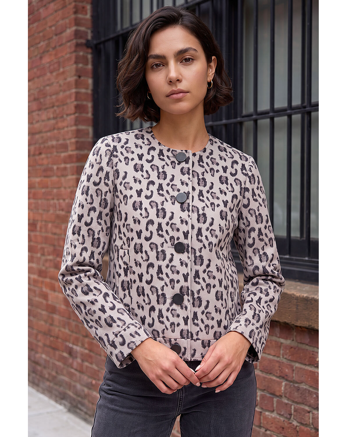 Roman Animal Print Buttoned Jacket