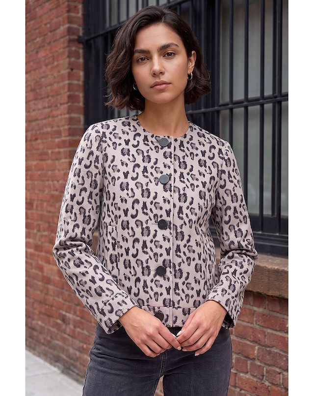 Roman Animal Print Buttoned Jacket