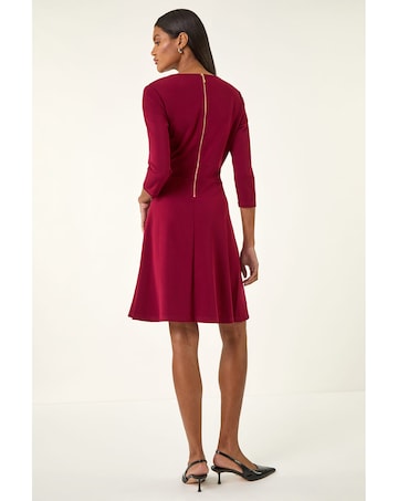 Roman V-Neck Buttoned Stretch Dress