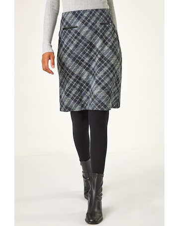 Roman Elastic Waist Pocket Pencil Skirt