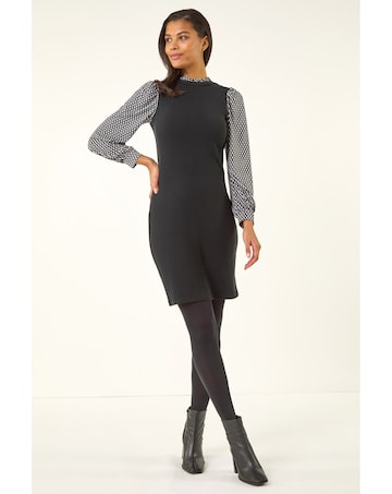 Roman Geometric Contrast Knit Dress
