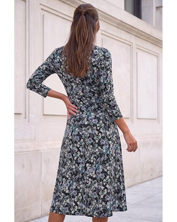 Roman Floral Twisted Front Midi Dress