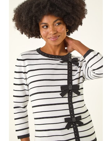 Roman Stripe Bow Detail Knit Jumper