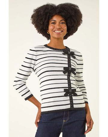 Roman Stripe Bow Detail Knit Jumper