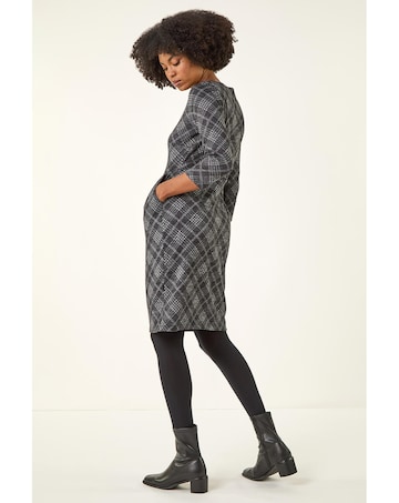 Roman Checked Front Pleat Shift Dress