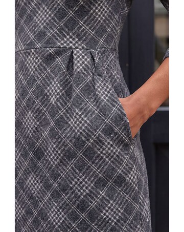 Roman Checked Front Pleat Shift Dress