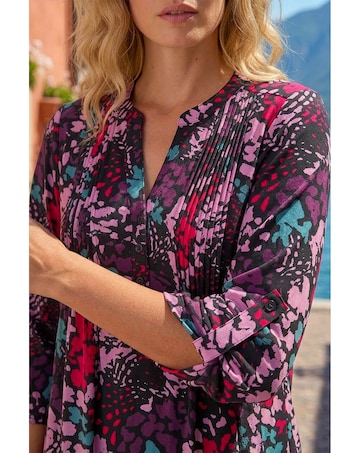 Roman Abstract Animal Pintuck Shirt