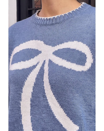 Roman Contrast Stitch Bow Knit Jumper