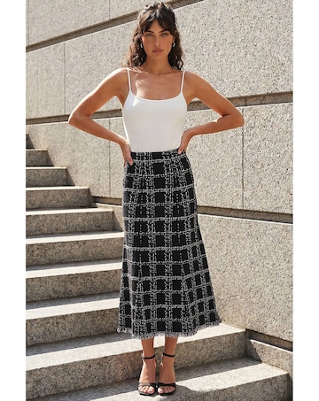 Roman Textured Knit Tweed Skirt