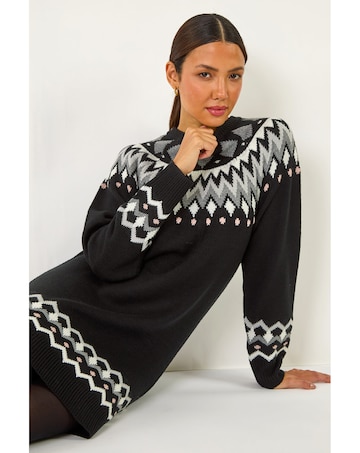 Roman Geometric Knitted Shift Dress