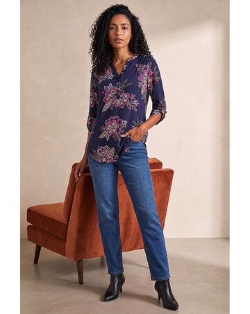 Roman Floral Puff Print Stretch Shirt